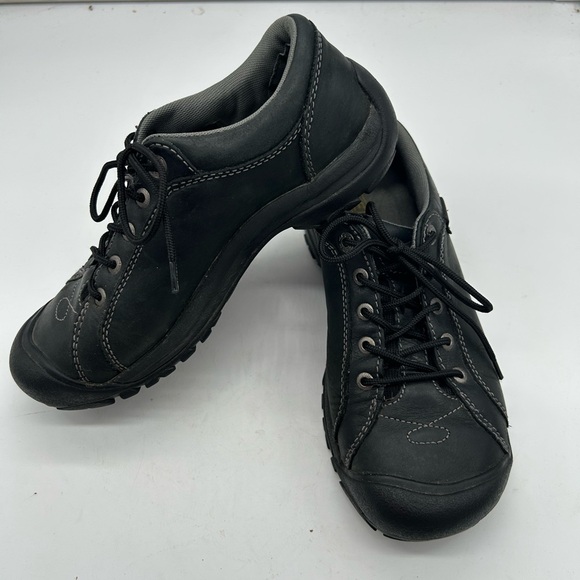 Keen Womens Oxfords Shoes Lace Up Black Leather Casual comfort - Picture 2 of 9